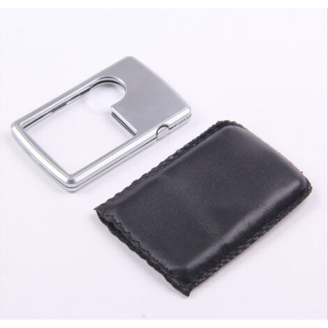 Lente d'ingrandimento per carte di credito, lente d'ingrandimento tascabile con luce LED, lente d'ingrandimento 3X e 6X con lente in pelle e luce