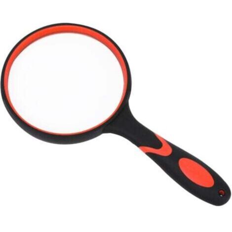 Lente d'ingrandimento portatile 5x per anziani e bambini – Lente d'ingrandimento in vero vetro da 100 mm (4 pollici) per leggere libri, giornali, osservare insetti, ecc., arancione e nera