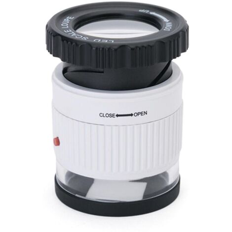 Lente d'ingrandimento portatile a LED con scala di ingrandimento 30x regolabile, specchio cilindrico, specchio da lettura, lente d'ingrandimento bianca