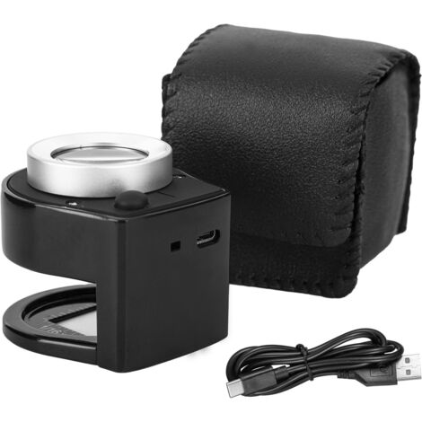 Lente d'ingrandimento portatile in metallo 30X con scala, lente di lettura ottica con LED e luce UV, lente d'ingrandimento per gioiellieri ricaricabile tramite USB, lente d'ingrandimento per cucire te