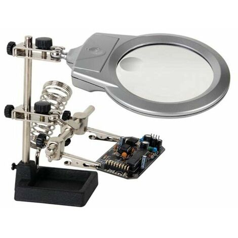 Trade Shop - Lampada Lente Di Ingrandimento Da Tavolo Con Luce 2 Led  Portatile 130 Mm A 26mm