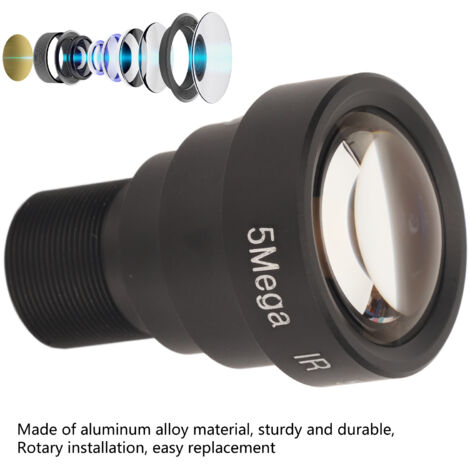 Lente única para cámara de seguridad, 50 mm, 5 MP HD, interfaz M12 en aleación de aluminio.