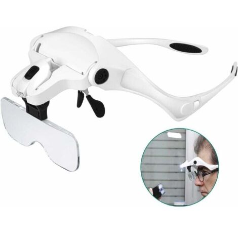 Lenti d'ingrandimento con 2 LED - Lente d'ingrandimento illuminata Lente d'ingrandimento anteriore per lettura, tutti i lavori di precisione, riparazioni, cucito, gioielli, orologi e artigianato - 5 l