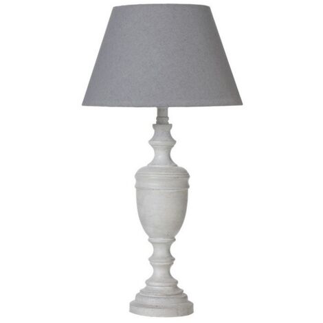 Lentia Urn Table Lamp with Linen Shade - Wood - L12 x W12 x H45 cm - Grey