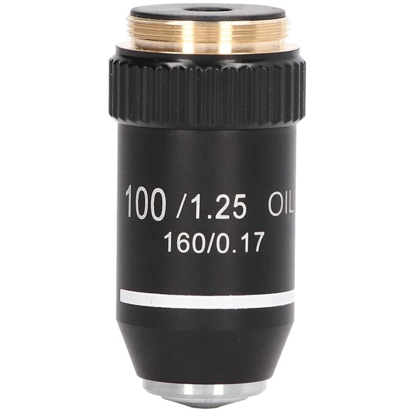 Tlily - Lentille de Microscope , 195 Lentille D'Objectif Noir Achromatique 100X Interface D'Objectif Haute Puissance Filetage 20,2 Mm
