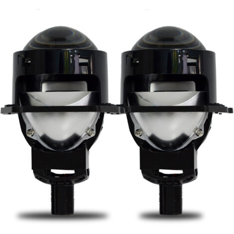 Lentille Projecteur LED Auto D30 3", 50W Double Faisceau, Puce 3570 6 Cœurs, H4/H7, Moto Compatible, Lot de 2