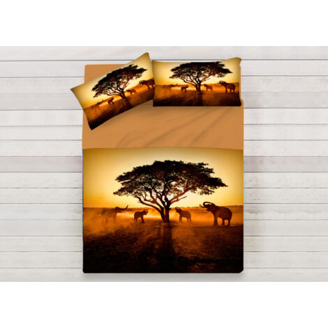 Lenzuola Copriletto Letto Sogni D'oro 100% Cotone Disegno Safari D81, misuraMatrimonialecoloreSafari D81
