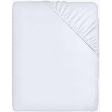 Lenzuolo con angoli - Bianco, 160 x 200 cm - Ritagli da 35 cm per materassi spessi - Microfibra di poliestere spazzolata