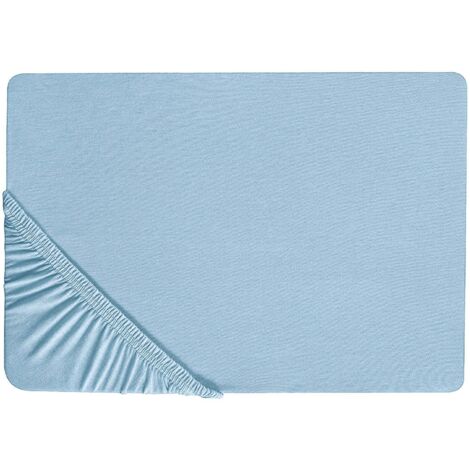 Lenzuolo con angoli cotone azzurro 160 x 200 coprimaterasso elasticizzato Hofuf