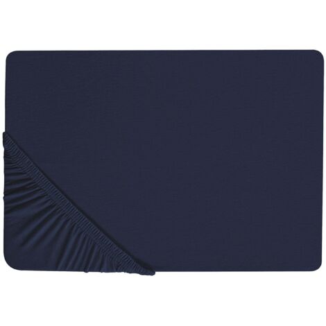 Lenzuolo con angoli cotone blu marino 140 x 200 coprimaterasso elasticizzato Hofuf