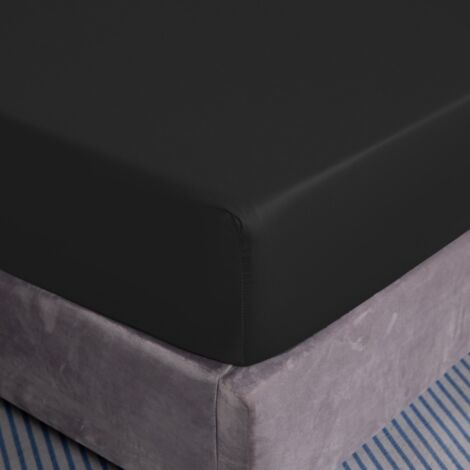 LENZUOLO CON ANGOLI IN COTONE 160x200+25 NERO