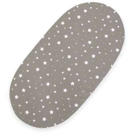 Lenzuolo con angoli in cotone per culla Boho Moses, passeggino Gondola 75x35 cm - Mini stelle su grigio