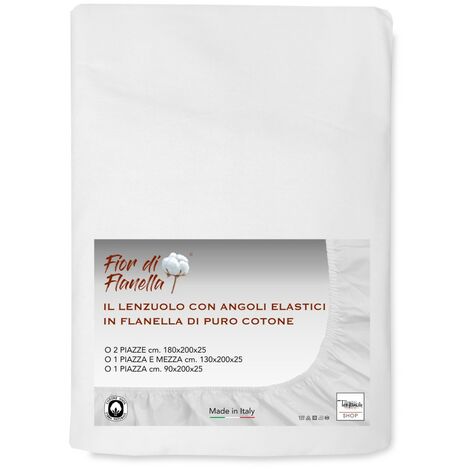 LENZUOLO Con Angoli IN FLANELLA BIANCO Fior di Flanella © TUTTE LE MISURE 1 PIAZZA E MEZZA