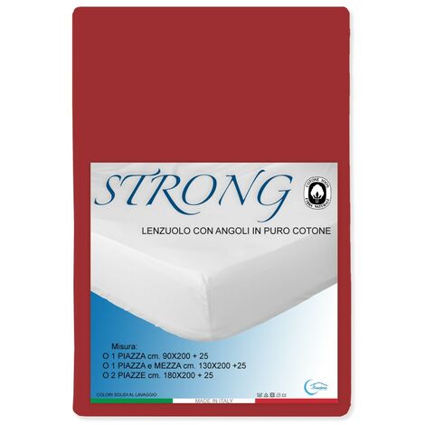 LENZUOLO con ANGOLI STRONG tinta unita BORDEAUX made in Italy Una Piazza