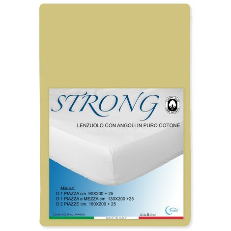 LENZUOLO con ANGOLI STRONG tinta unita GIALLO made in Italy Una Piazza