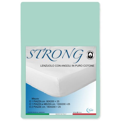 LENZUOLO con ANGOLI STRONG tinta unita VERDINO made in Italy 1 piazza e mezza