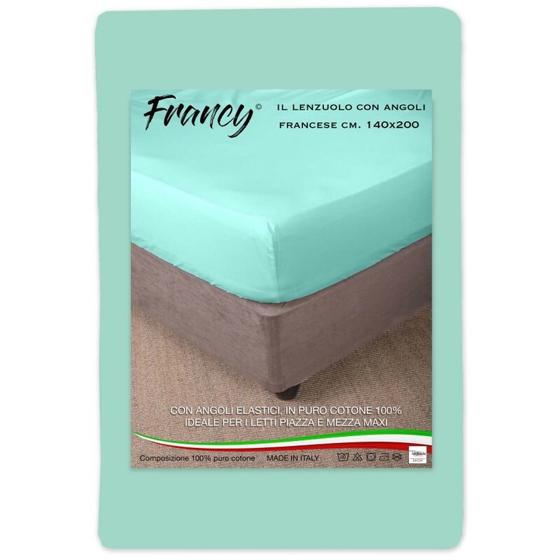 Lenzuolo Francy Con Angoli Verdino Francese 1 Piazza E Mezza Grande...