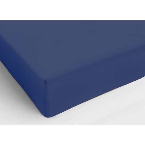 Lenzuolo Sotto Con Angoli In Cotone In Tinta Unita Colore Blu C.N., misuraPiazza E MezzacoloreBlu
