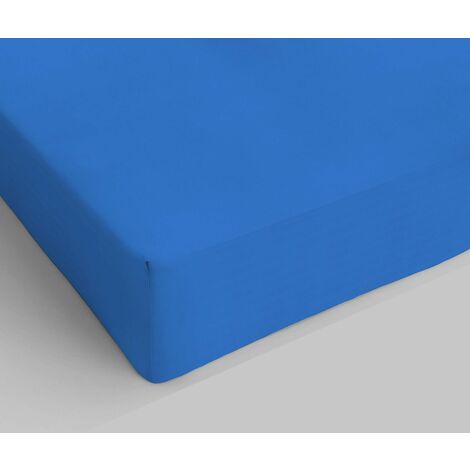 Lenzuolo Sotto con Angoli Letto Matrimoniale, Cotone, Made in Italy, Lenzuola 170x200 con Angolo elasticizzato 25cm, Blu Royal