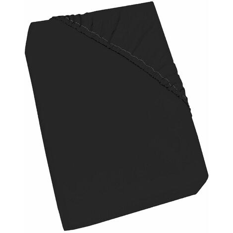 Lenzuolo Sotto Matrimoniale Maxi con Angoli ed Elastico Tinta Unita Nero