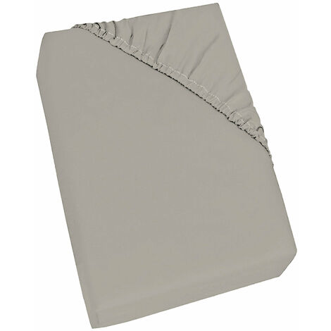 Bianca - Lenzuolo con angoli singolo, motivo a quadri e strisce, in cotone,  grigio