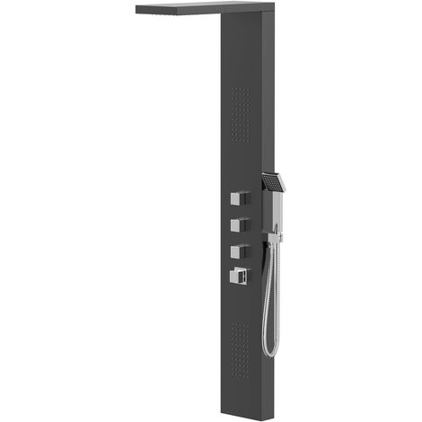 Leo Black Polished Stainless Steel Thermostatic Shower Panel