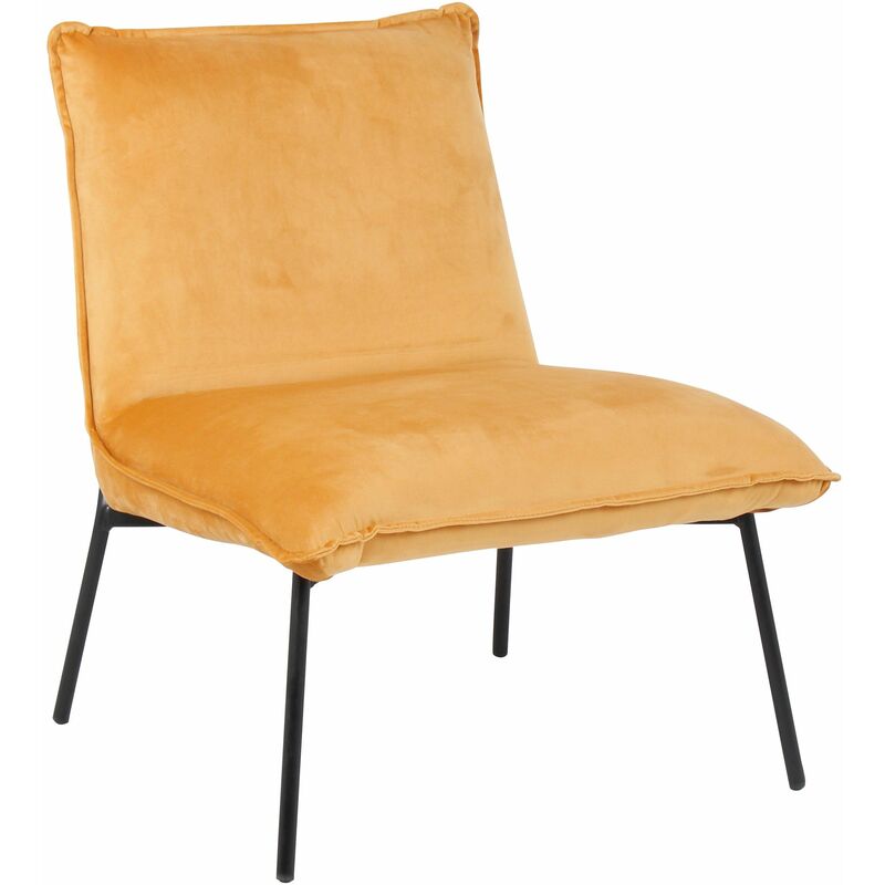 Bo Living - Mustard Velvet Pillow Upholstered Leo Lounge Chair, W57xD59xH66 cm - Mustard