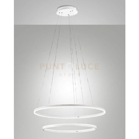 LEO SOSPENSIONE BIANCA 52W 3000K 5320LM 2 CERCHI D.60+40CM ON/OFF