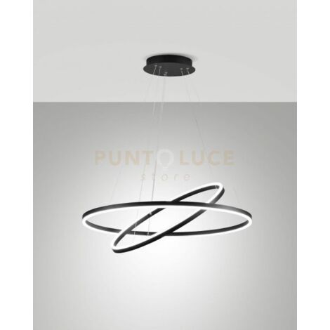 LEO SOSPENSIONE NERA 65W 3000K 7050LM D80+60CM 2 CERCHI ON/OFF