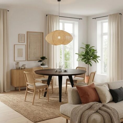 Leo, Tavolo fisso con top Impiallacciato Rovere termocotto (0cm X Diam 130cm H. 76cm) Made in Italy  Duzzle