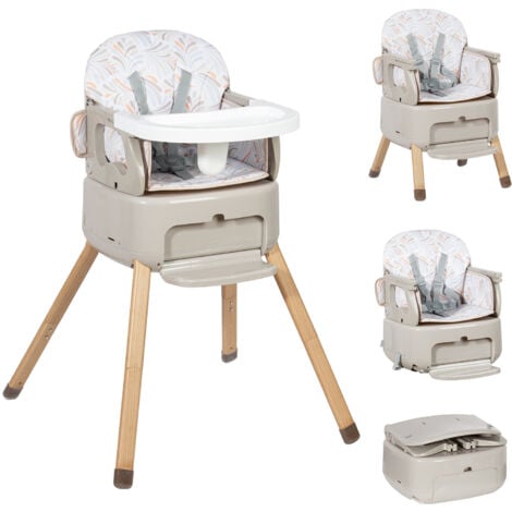 Leogreen Baby Hochstuhl 4 in 1 Babystuhl, Höhenverstellbar und Klappbar kinderhochstuhl, 5-Punkt-Gurt, abnehmbare Tablett, Fußstütze, Rutschfeste Stuhlbeinkappen, ab 6 Monate bis 3 Jahre, Grau