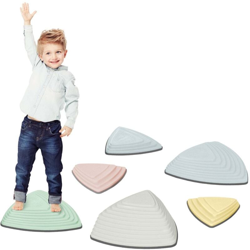 Pierres d'équilibre pour enfants, Jouets/ jeux d'équilibre et de Motricité, 6 pièces, antidérapant et durable, développe l'équilibre et la