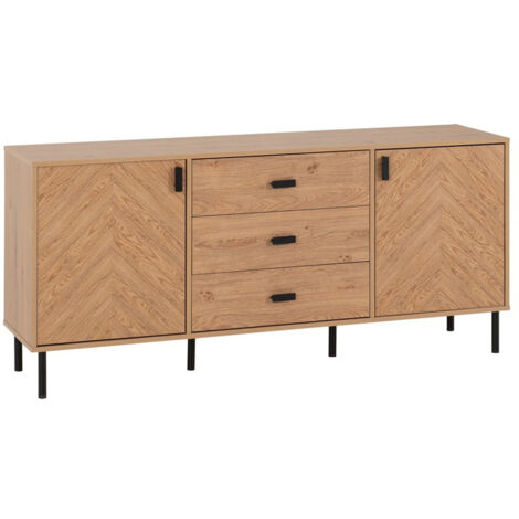 Leon 2 Door 3 Drawer Sideboard - L40 x W160 x H72.5 cm - Medium Oak Effect
