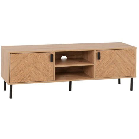 Leon 2 Door TV Unit - L39.5 x W139.5 x H48 cm - Medium Oak Effect