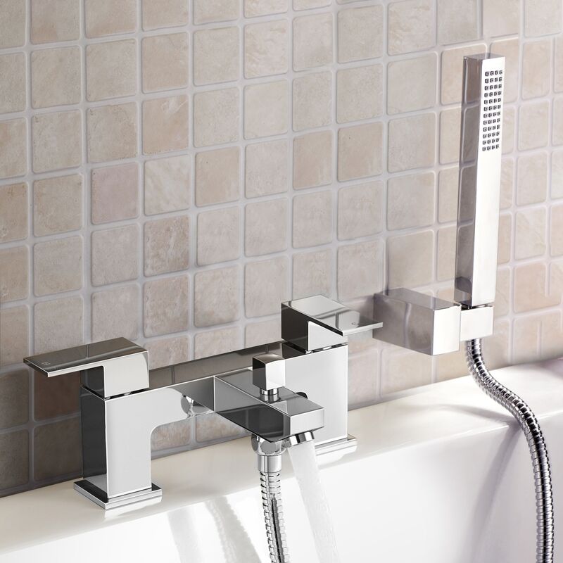 Leon Bathroom Basin Mixer Tap, Bath Shower Mixer Tap & Waste Chrome