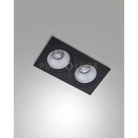LEON CORNICE DI FARETTI INCASSO 2 LUCI NERA ATTACCO GU10 24X12,8CM