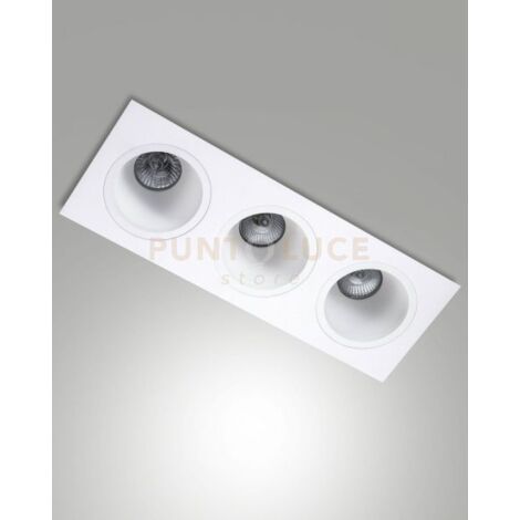 LEON CORNICE DI FARETTI INCASSO 3 LUCI BIANCA ATTACCO GU10 35,5X12,8CM