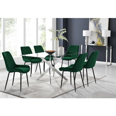 Leonardo 6 Dining Table and 6 Pesaro Black Leg Chairs