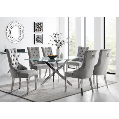 Leonardo 6 Table & 6 Elephant Grey Belgravia Chairs - Elephant Grey