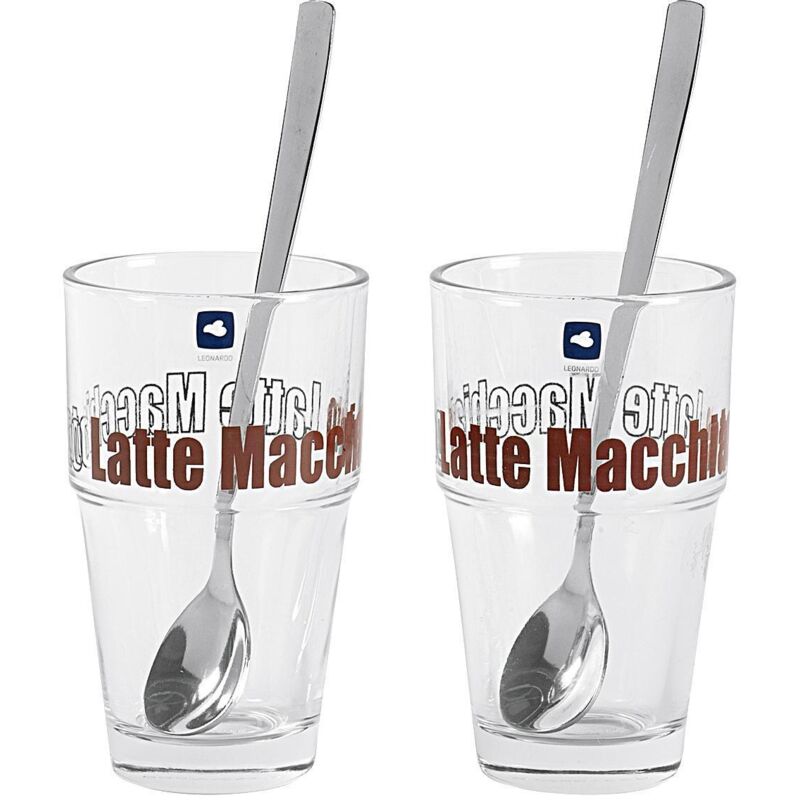 LEONARDO Latte-Macchiato-Tasse Solo mit Löffeln 4-tlg., Glas