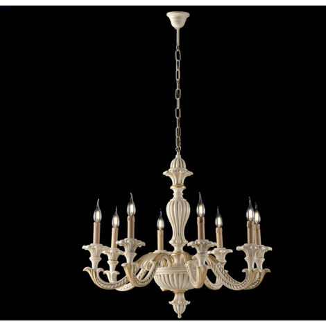 Leonardo Lustre En Bois Ivoire Et Feuille D'Or 6 Lumières 130 D.74 Bl180-6-Av