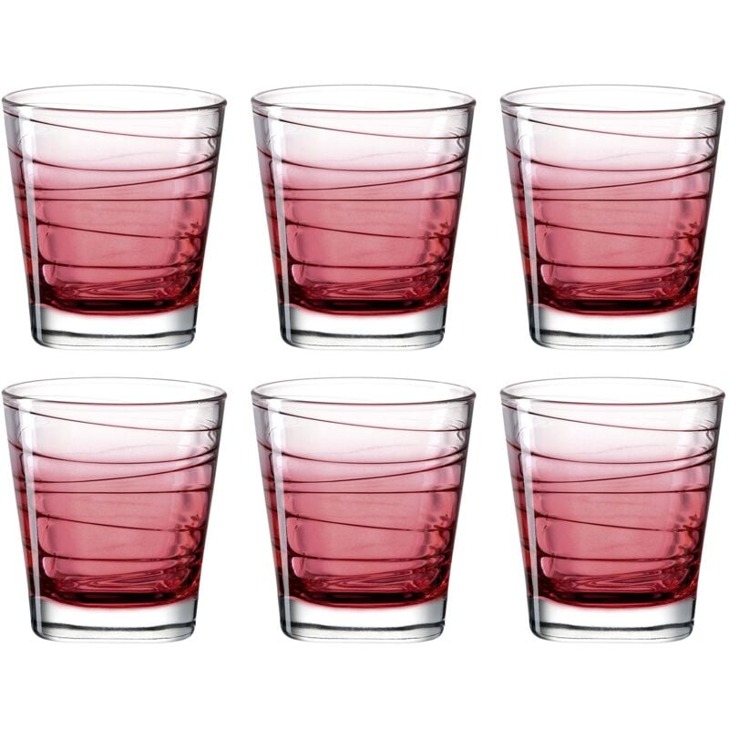 Image of Vario Struttura 026842 - Set di 6 bicchieri per acqua lavabili in lavastoviglie, bicchieri colorati in vetro, set di bevande, colore rosso, 250 ml