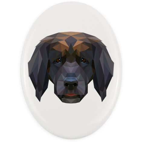 Leonberger: plato con fotografía e inscripción geométrica de Art-Dog