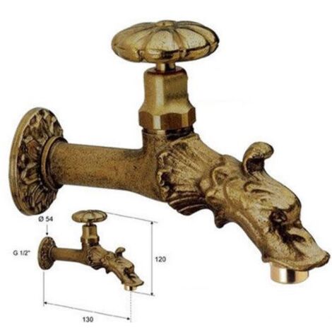 Rubinetto In Ottone Stile Retrò Per Giardino Con Portagomma - Fontanella Esterna