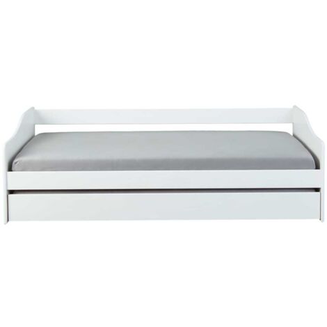 Leonie23 lit 90x190cm, lit gigogne blanc.