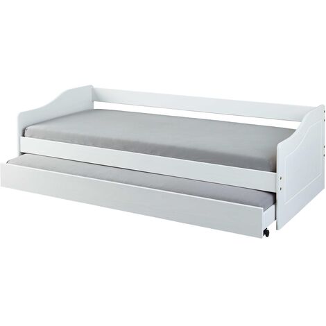 Leonie23 lit 90x200cm avec 1 lit gigogne blanc.
