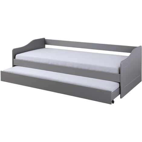 Leonie23 lit 90x200cm avec 1 lit gigogne gris.