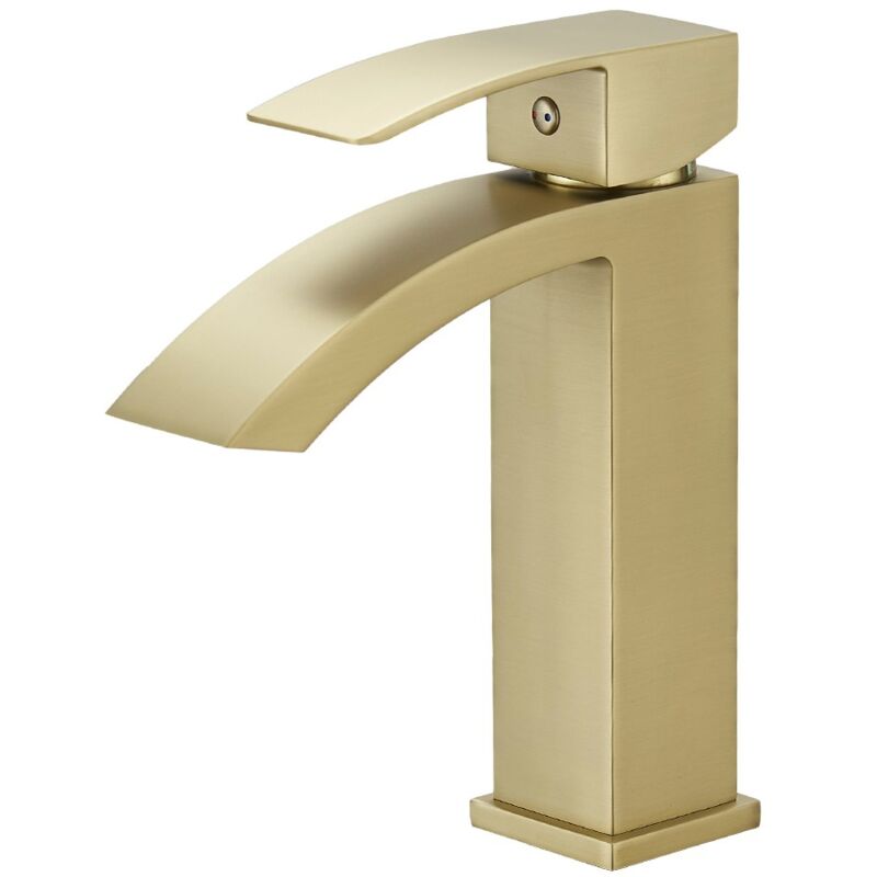 Saniverre - lerio Robinet mitigeur bec cascade or brossé pour salle de bain