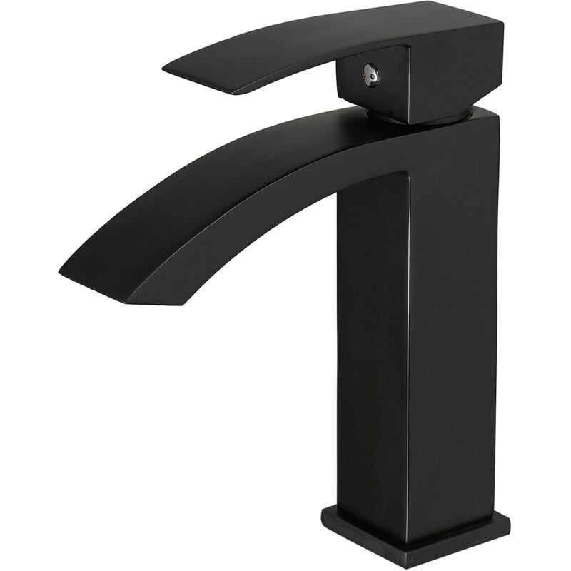 Saniverre - lerio Robinet mitigeur bec cascade chrome noir pour salle de bain