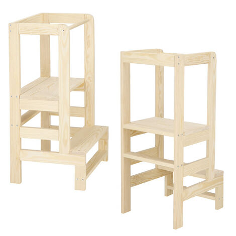SPRINGOS Lernturm Küchenhelfer für Kleinkinder DIY Massivholz Kletterstuhl